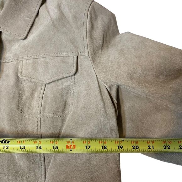 (r)elativity Large Suede Biker Style Jacket Beige Modern Barn Chore - Picture 4 of 6